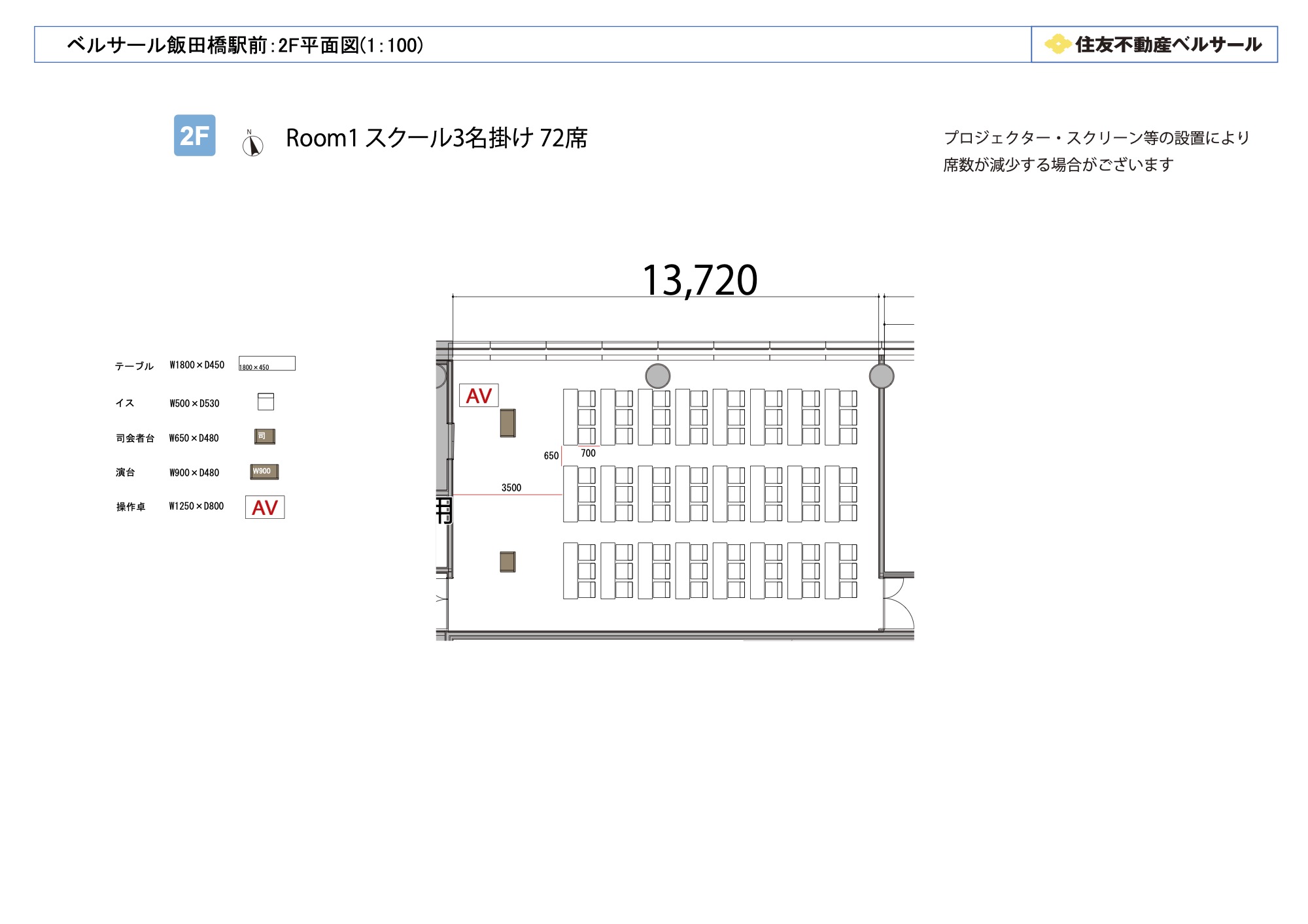 スクール3名掛け 72席