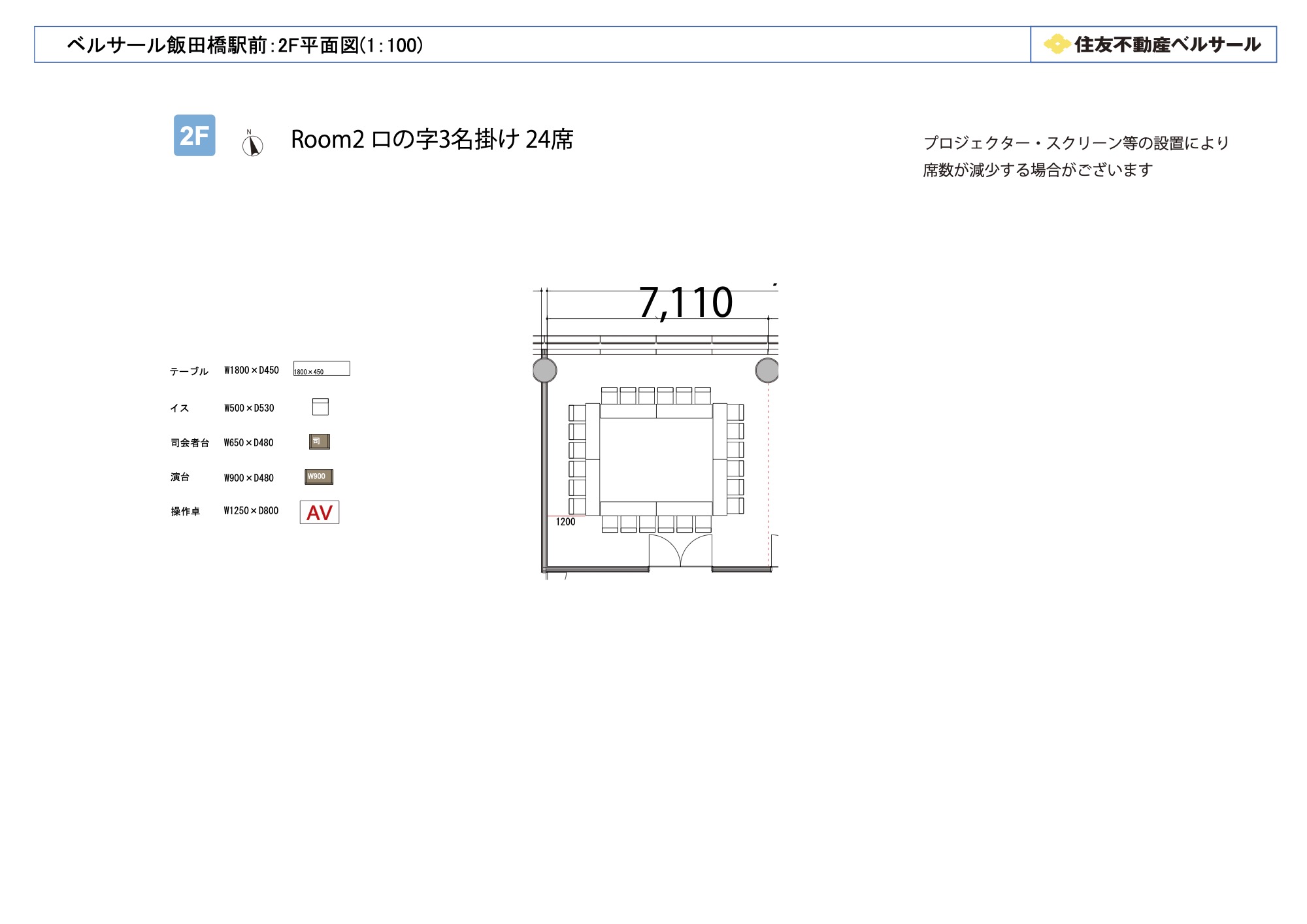 ロの字型 24席