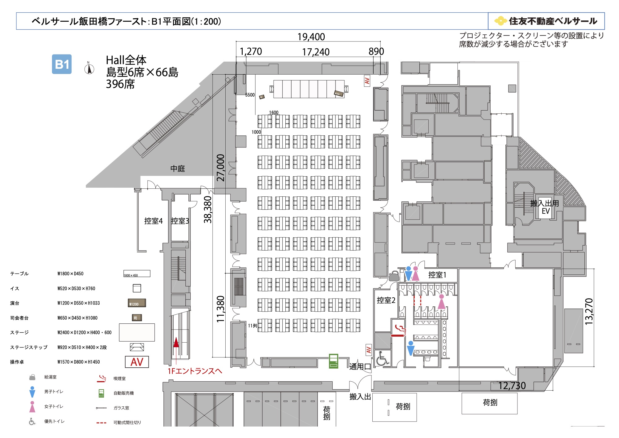 島型 396席(66島)