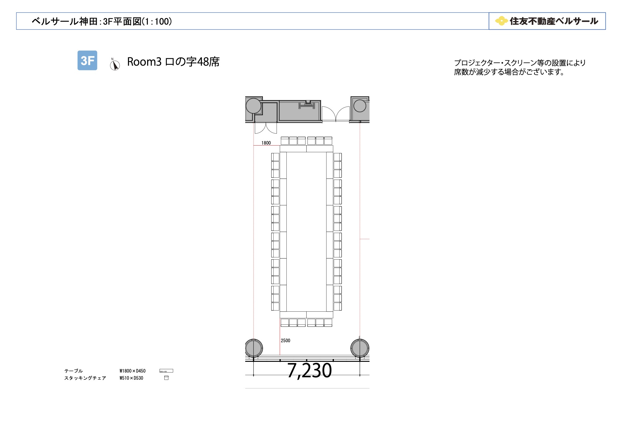 ロの字型 48席