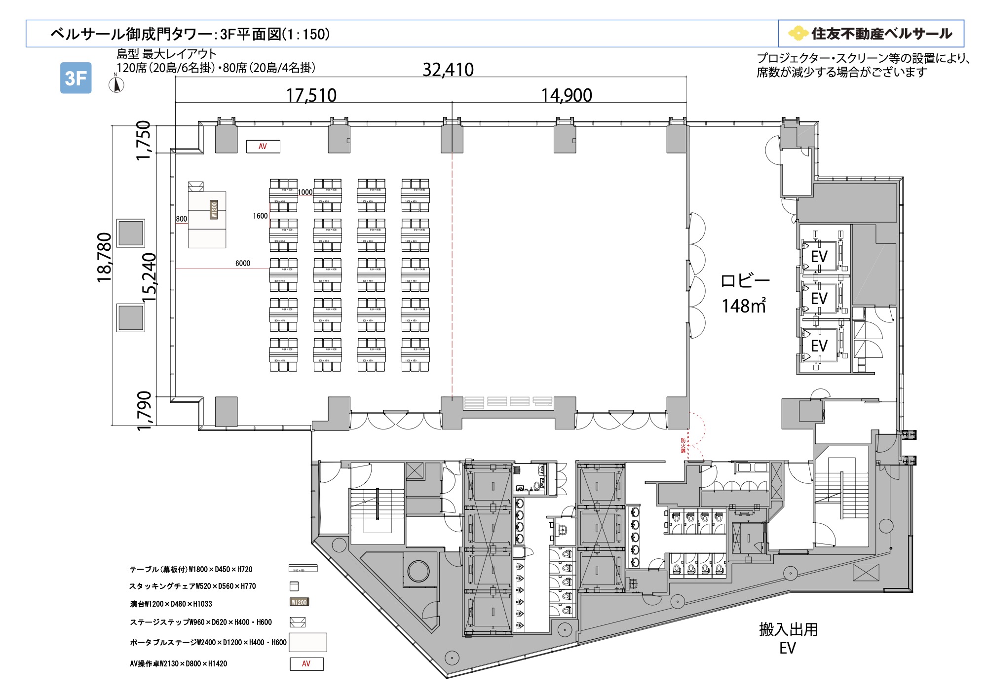 島型 120席(20島)