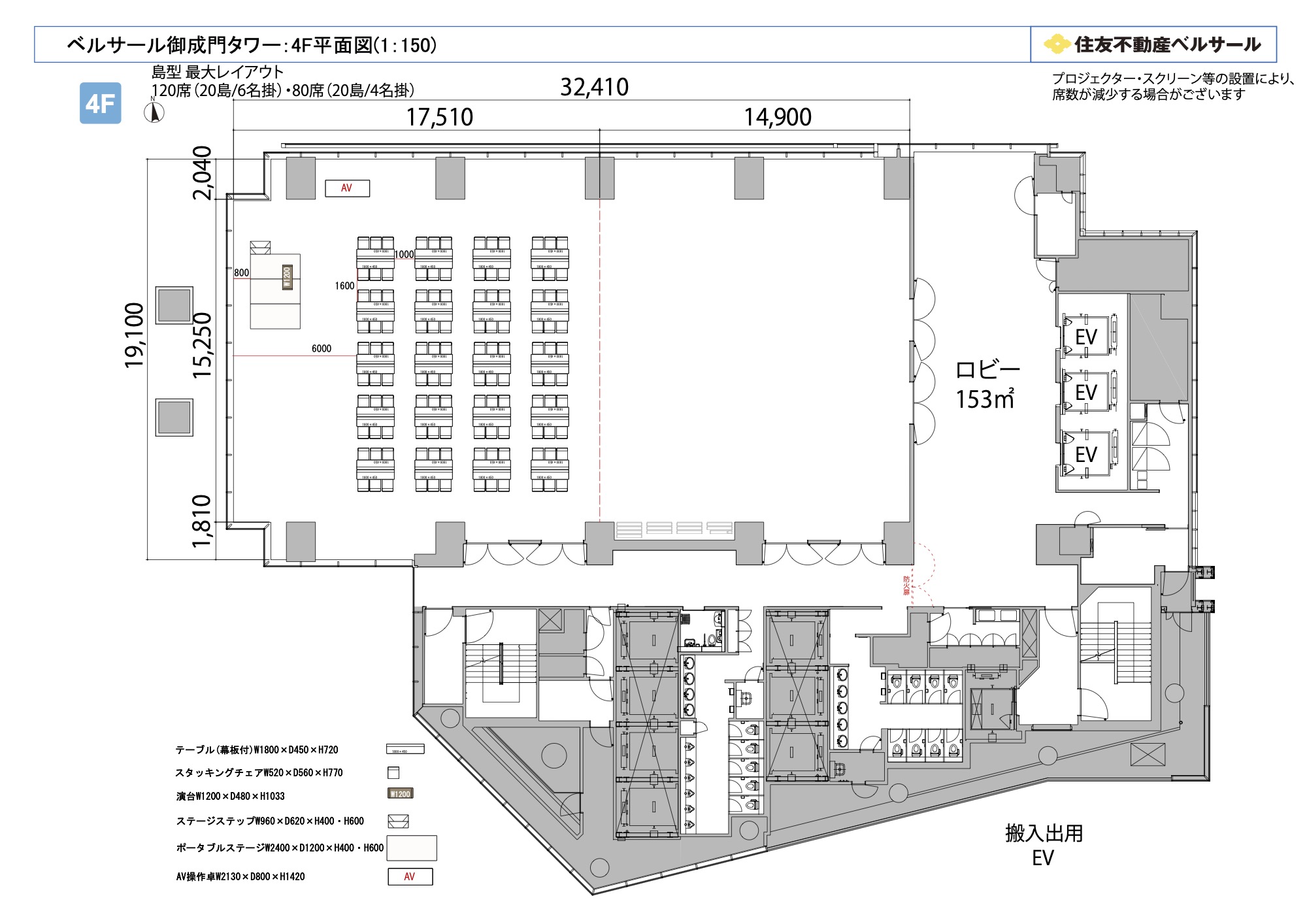 島型 120席(20島)