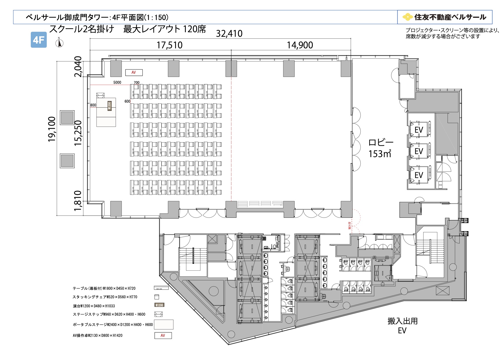 スクール2名掛け 120席