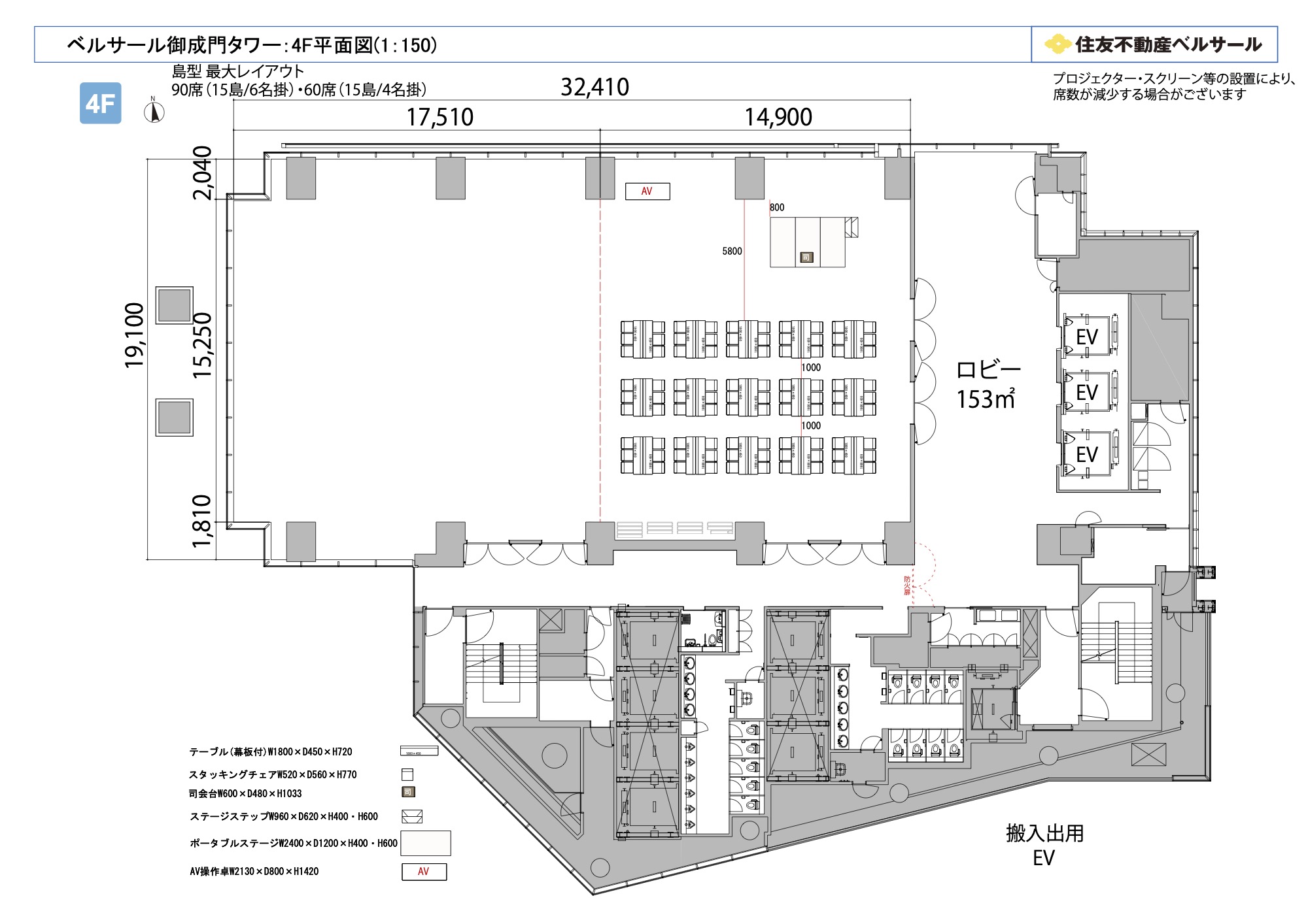 島型 90席(15島)