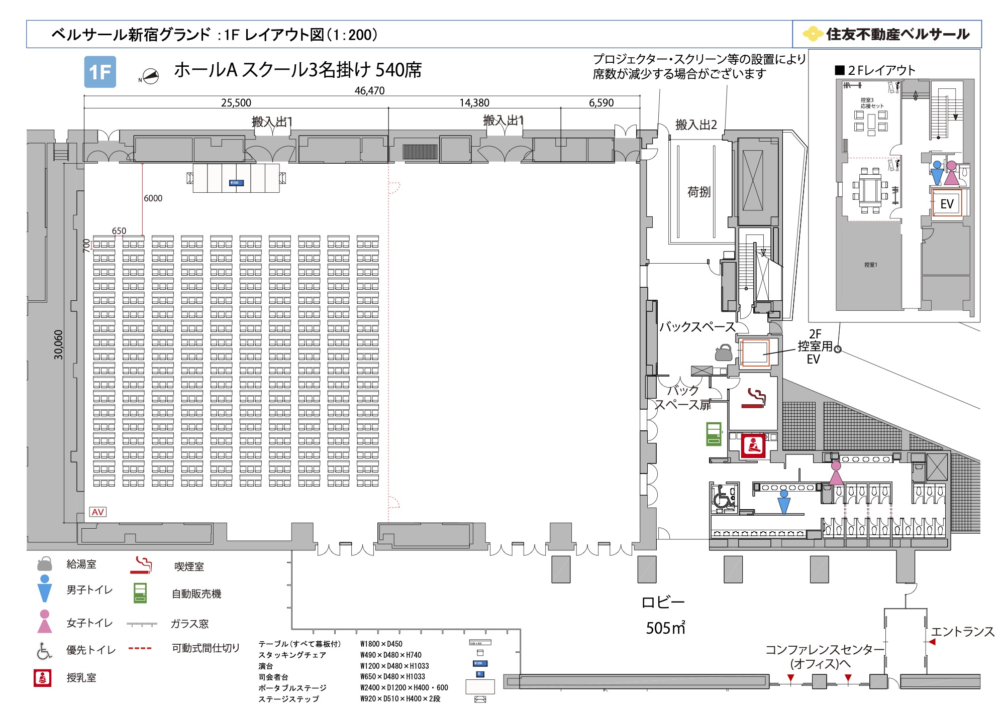 スクール3名掛け 540席