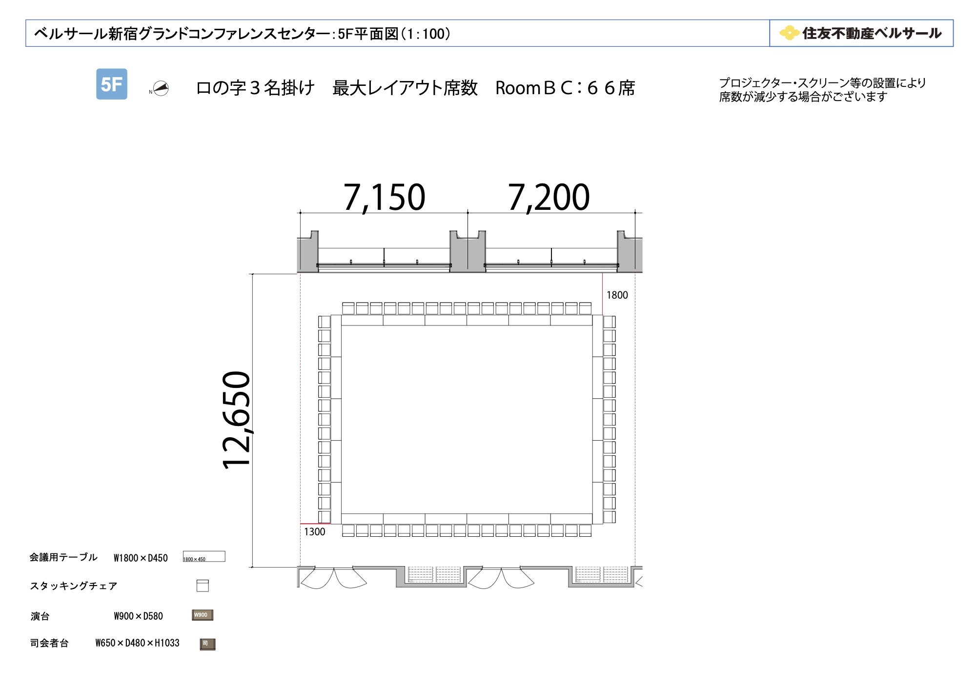 ロの字型 66席