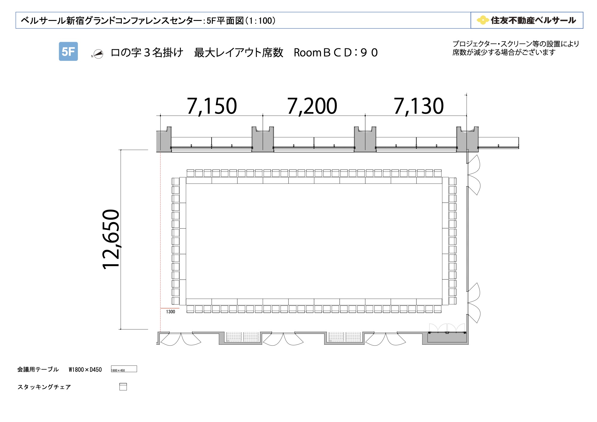 ロの字型 90席