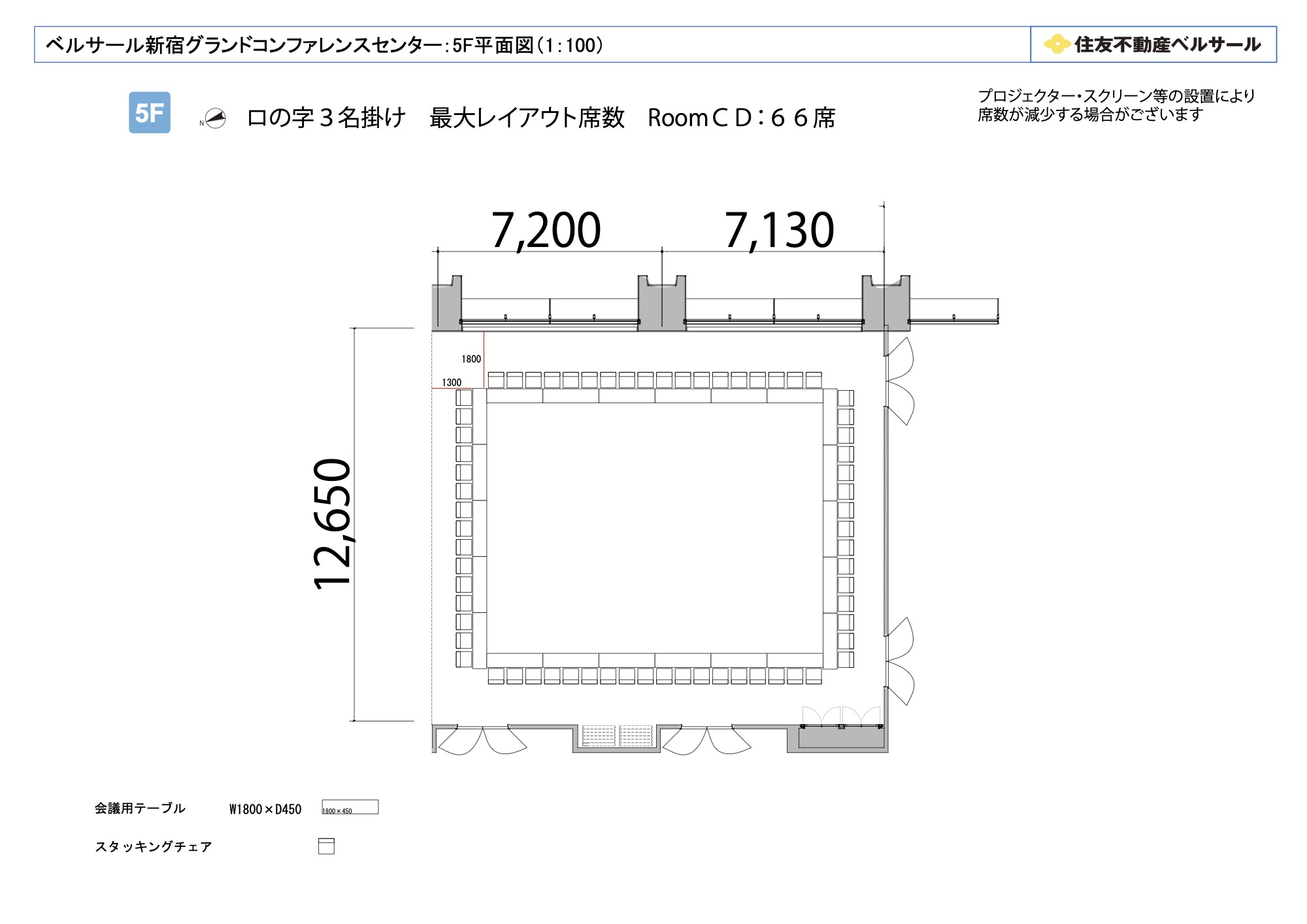 ロの字型 66席