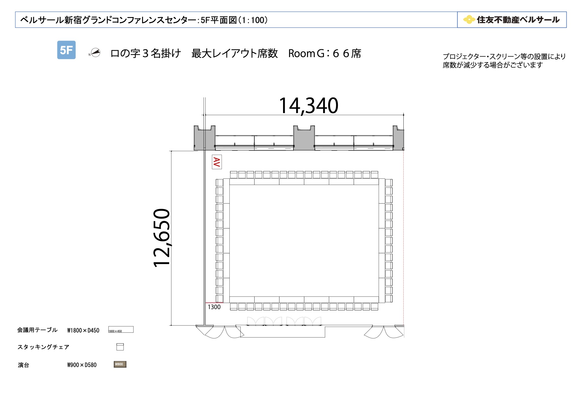 ロの字型 66席