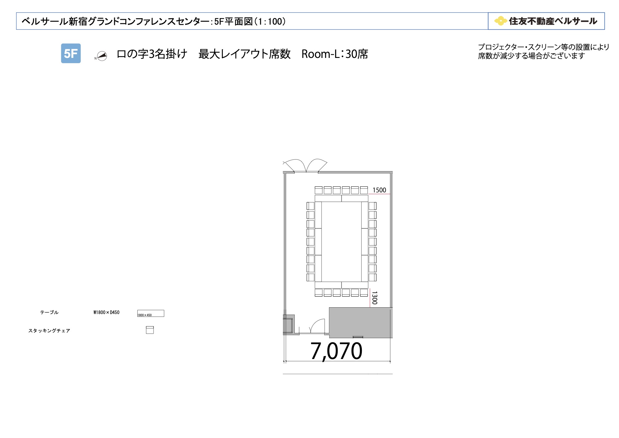 ロの字型 30席