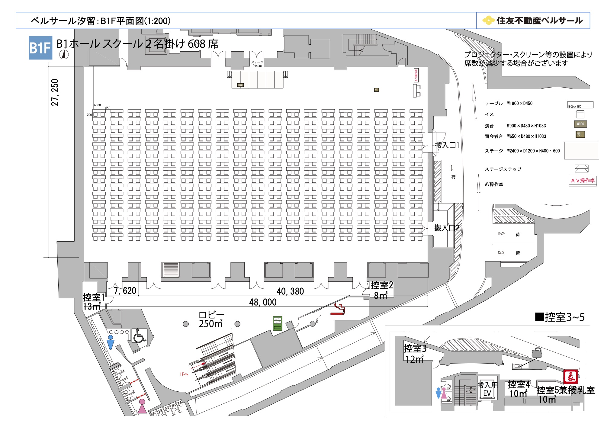 スクール2名掛け 608席