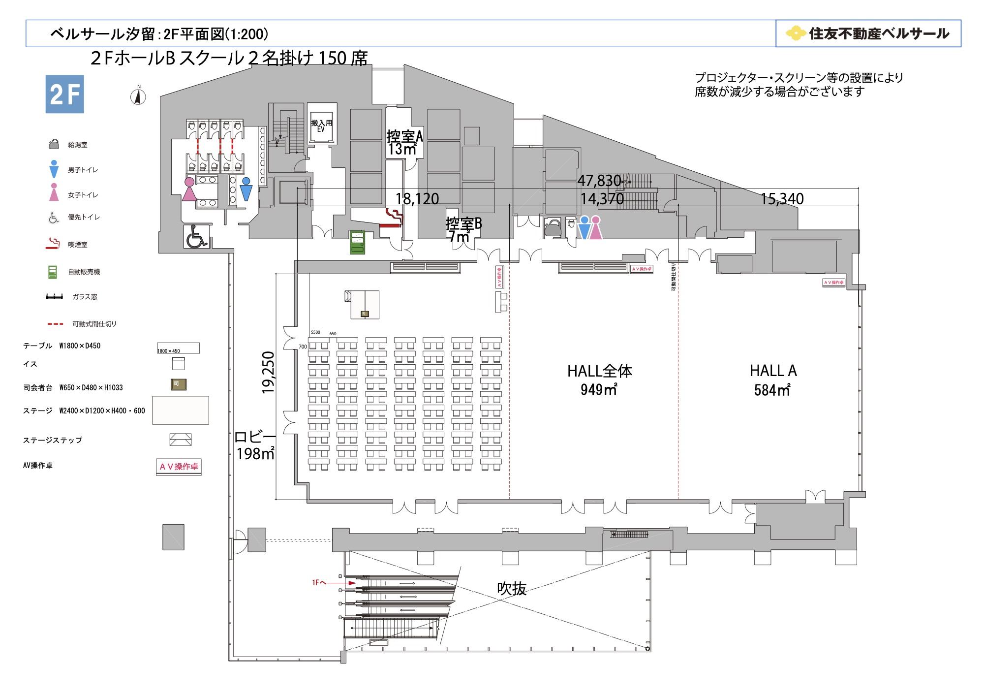 スクール2名掛け 150席