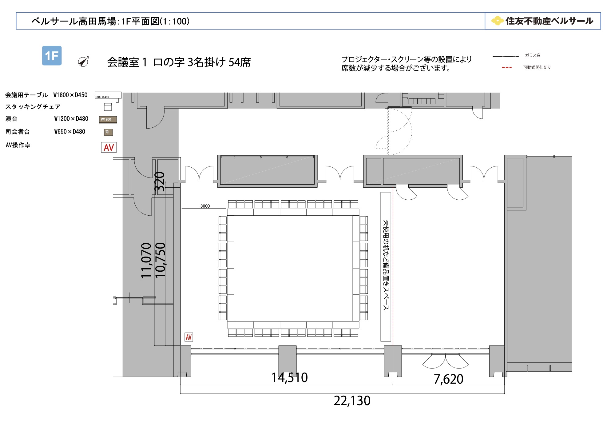 ロの字型 54席