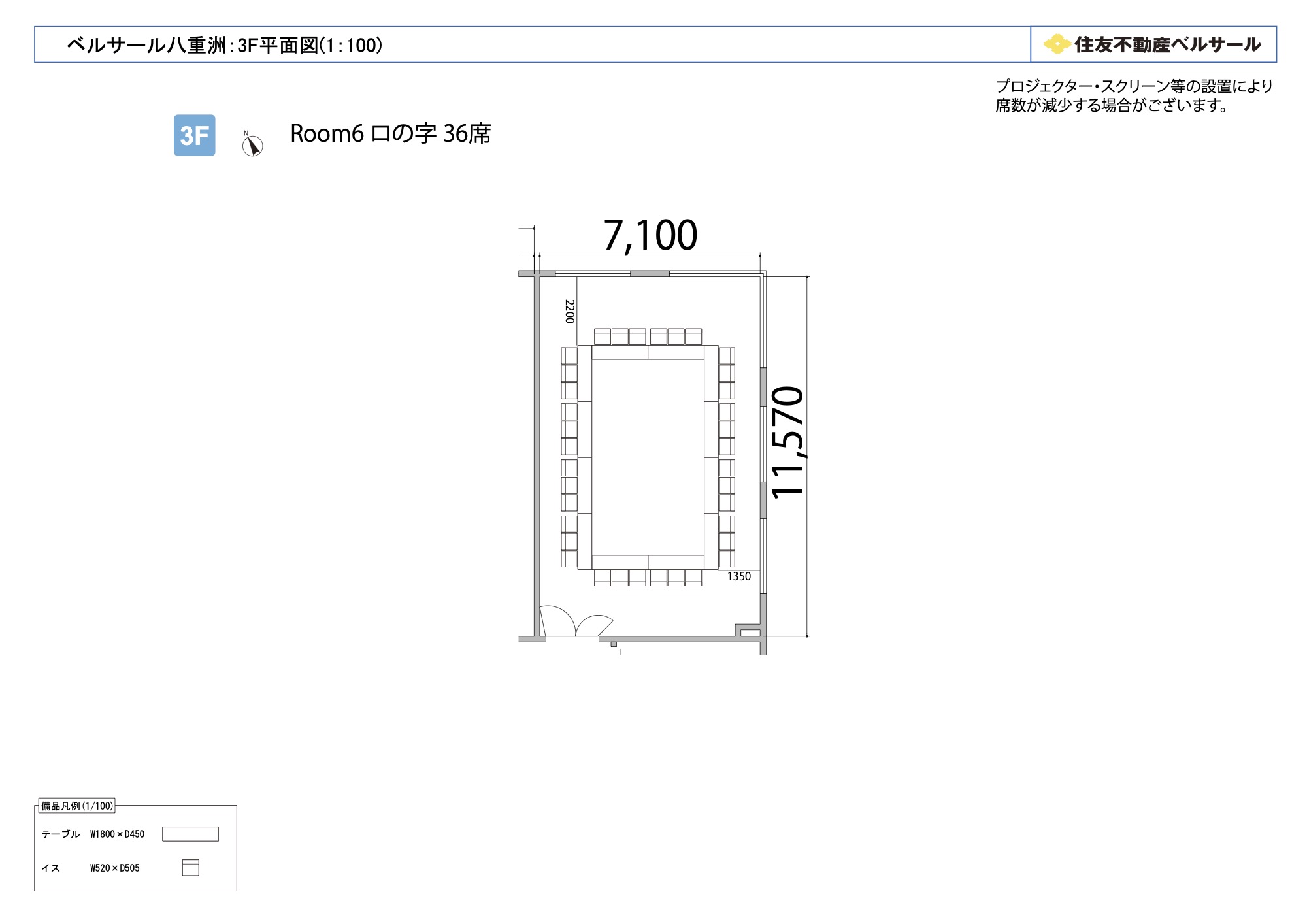 ロの字型 36席