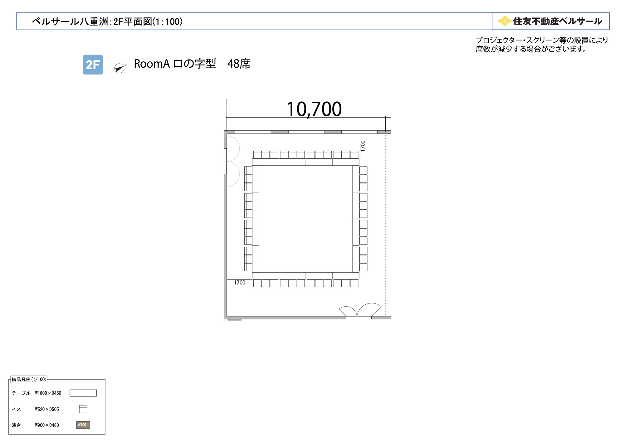 ロの字型 48席