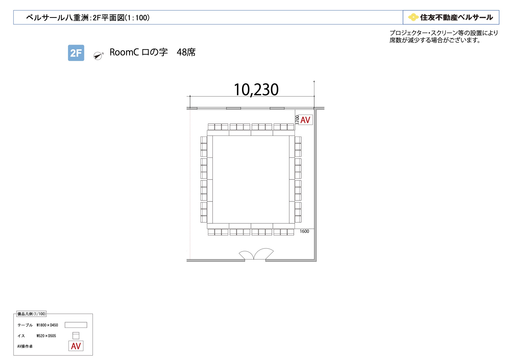 ロの字型 48席