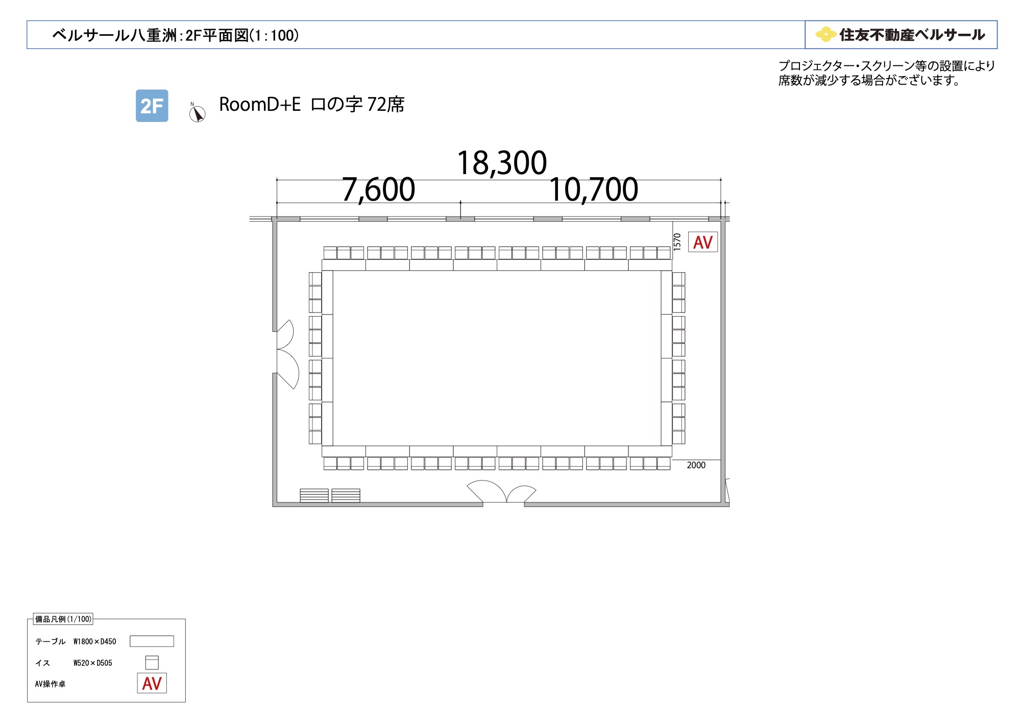 ロの字型 72席