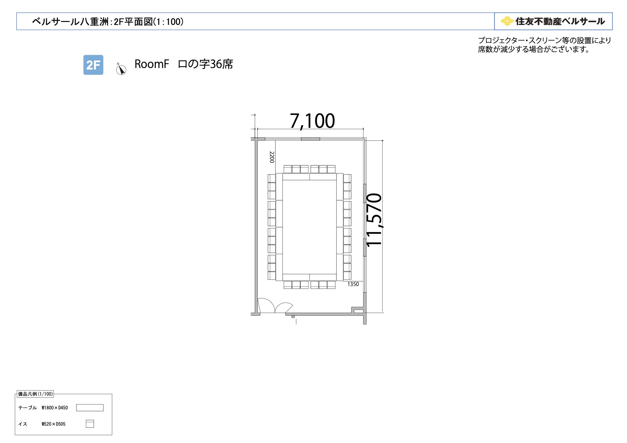 ロの字型 36席